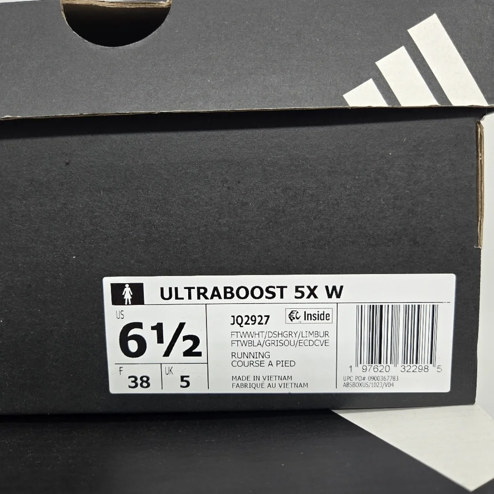 New Adidas UltraBoost 5X White Lime Burst JQ2927 Women's Running Shoes Size 6.5
